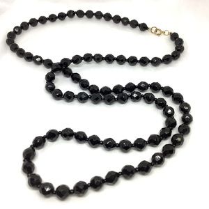 🆕34” Vintage Black Crystal Necklace